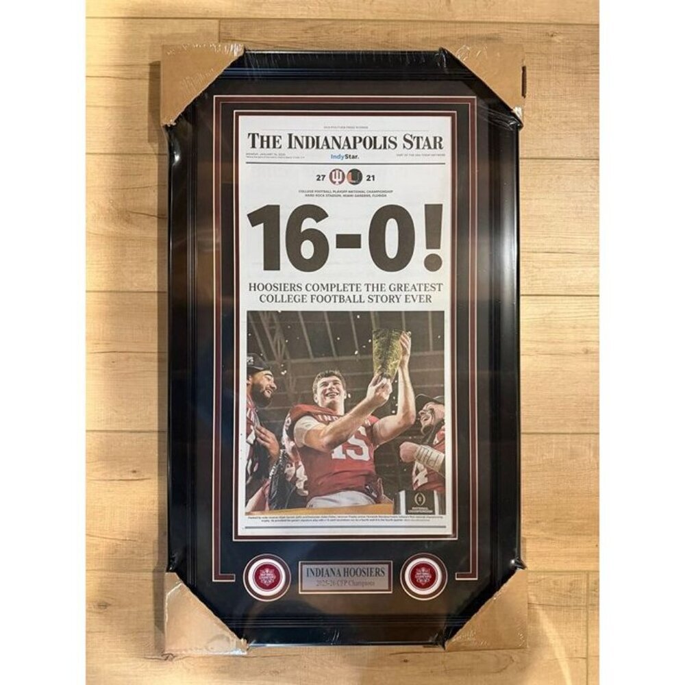 Indiana Hoosiers CFP Champions Indy Star 16-0 Mendoza Cover Framed newspaper